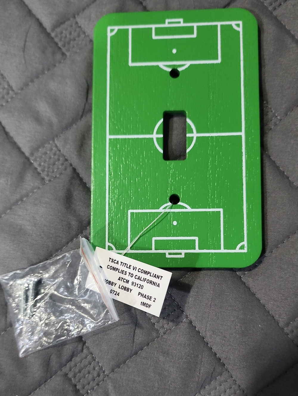 Hobby Lobby Green & White Soccer Field Toggle Plate